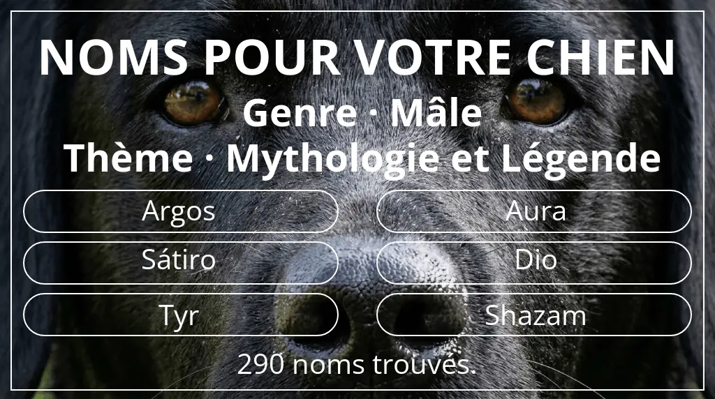 Noms de chiens basés sur genre mâle et thème mythologie et légende