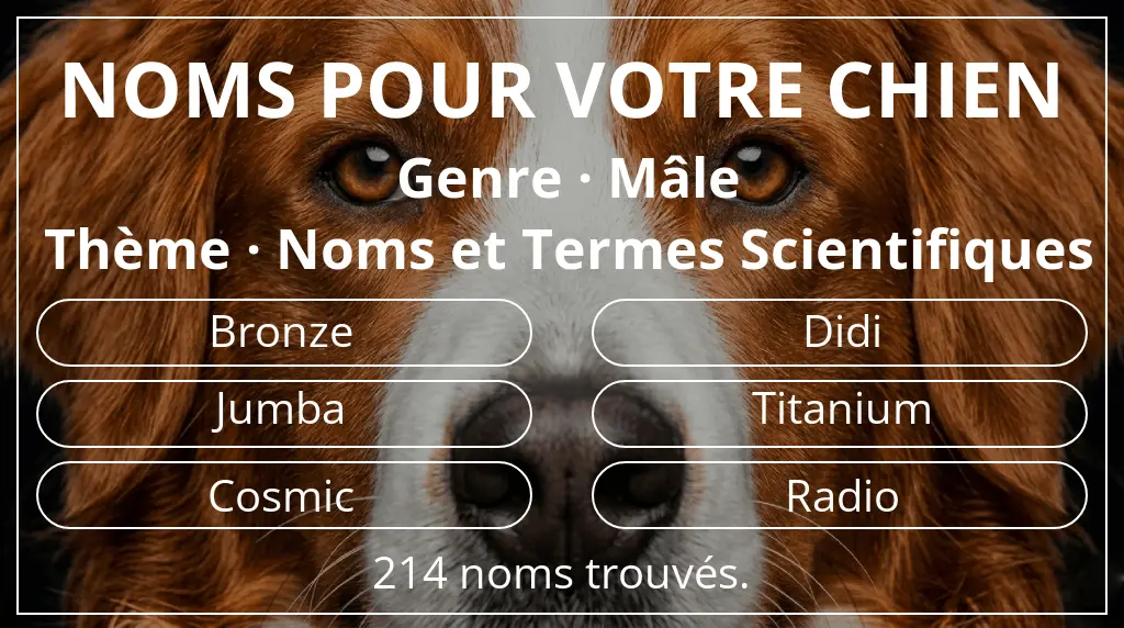 Noms pour chiens basés sur genre mâle et thème noms et termes scientifiques