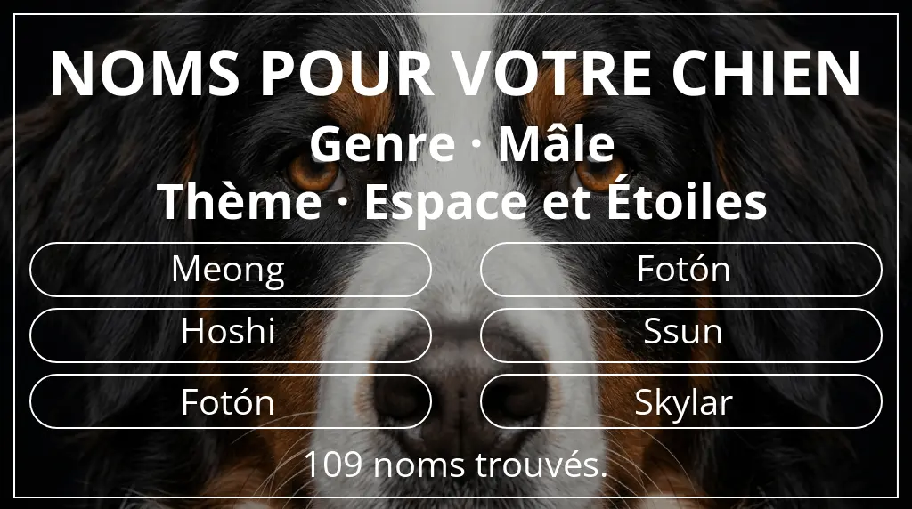 Noms de chiens basés sur genre mâle et thème espace et étoiles