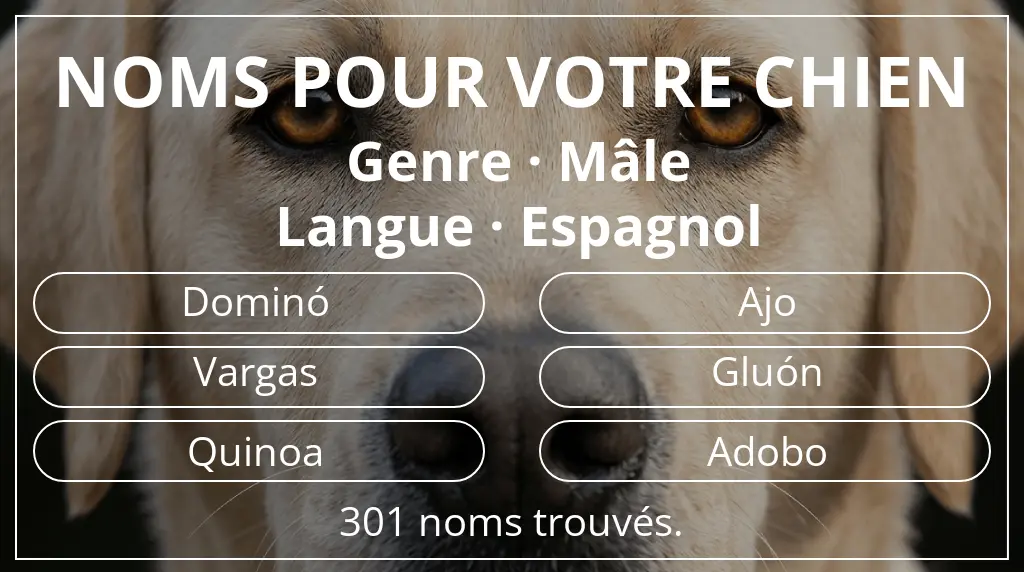 Noms pour chiens basés sur genre mâle et langue espagnol
