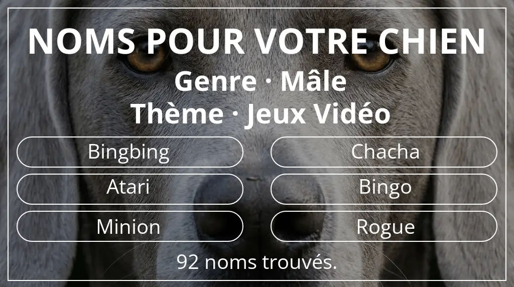 Noms pour chiens basés sur genre mâle et thème jeux vidéo