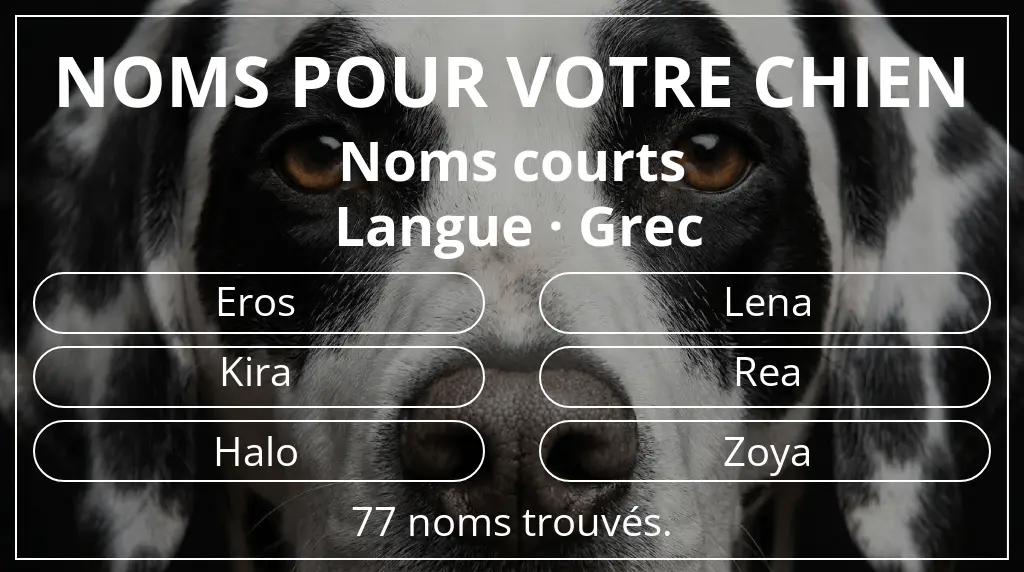 Noms pour chiens inspirés de longueur du nom court (2 à 4) et langue grec