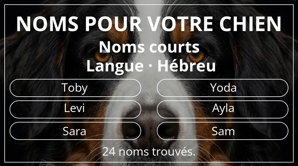 Noms pour chiens inspirés de longueur du nom court (2 à 4) et langue hébreu
