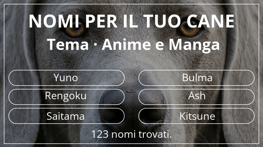 Nomi per cani basati su tema anime e manga