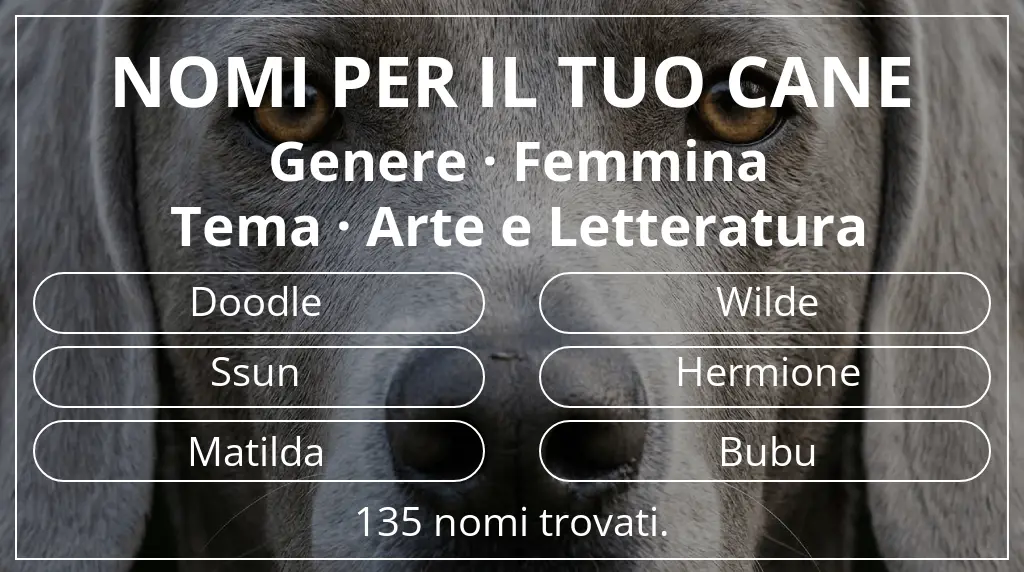 Nomi per cani basati su genere femmina e tema arte e letteratura