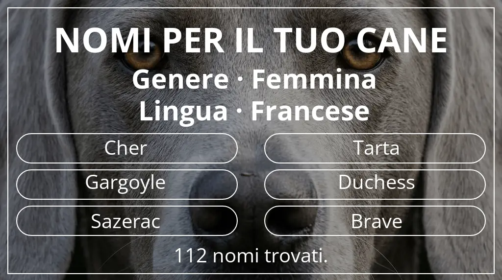 Nomi canini basati su genere femmina e lingua francese