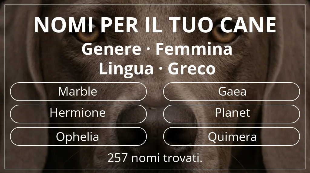 Nomi canini basati su genere femmina e lingua greco