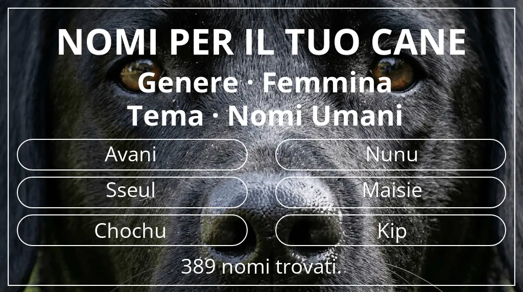 Nomi per cani basati su genere femmina e tema nomi umani