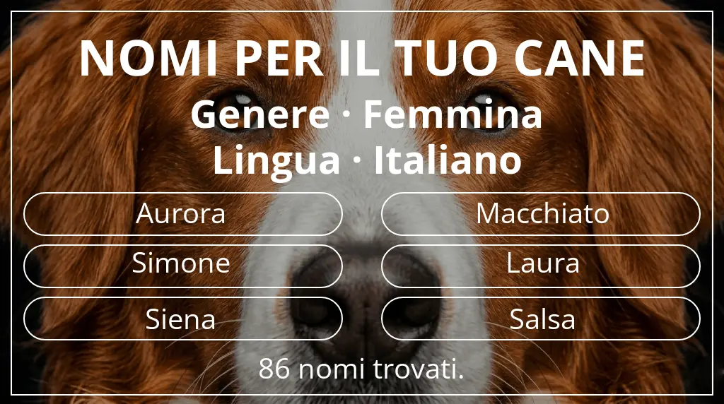 Nomi canini ispirati a genere femmina e lingua italiano