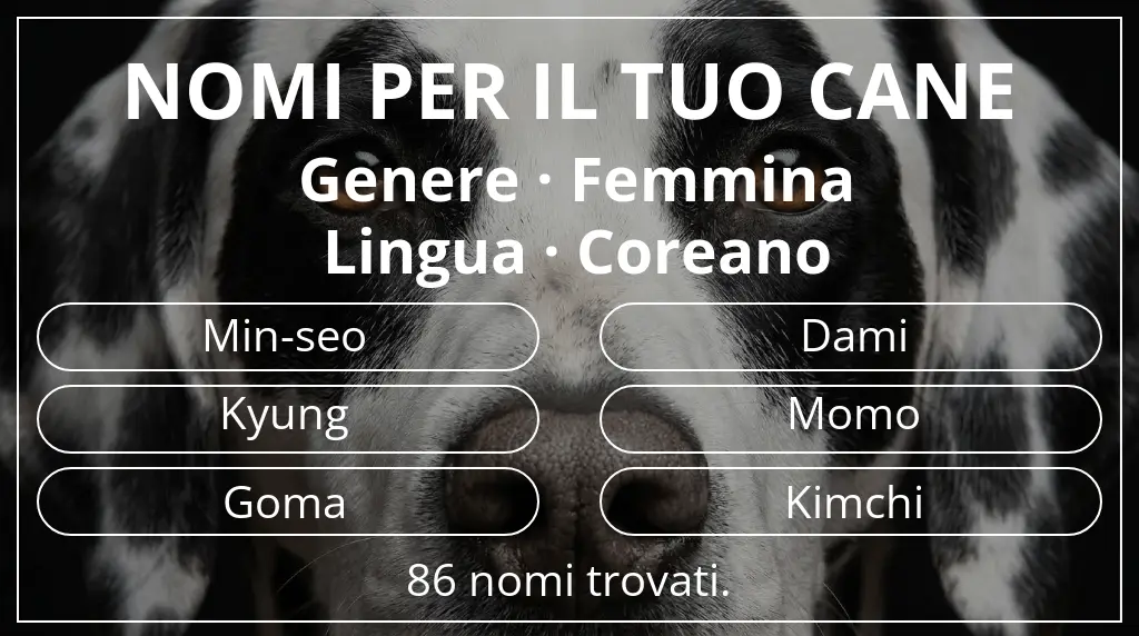Nomi per cani ispirati a genere femmina e lingua coreano