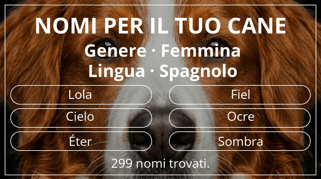 Nomi per cani basati su genere femmina e lingua spagnolo