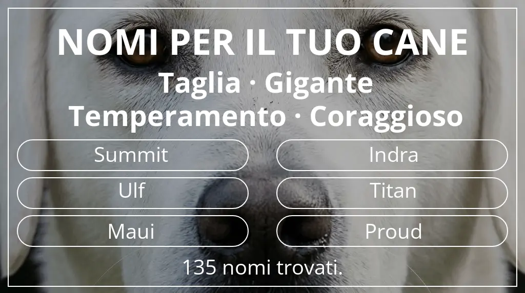 Nomi canini ispirati a taglia gigante e temperamento coraggioso