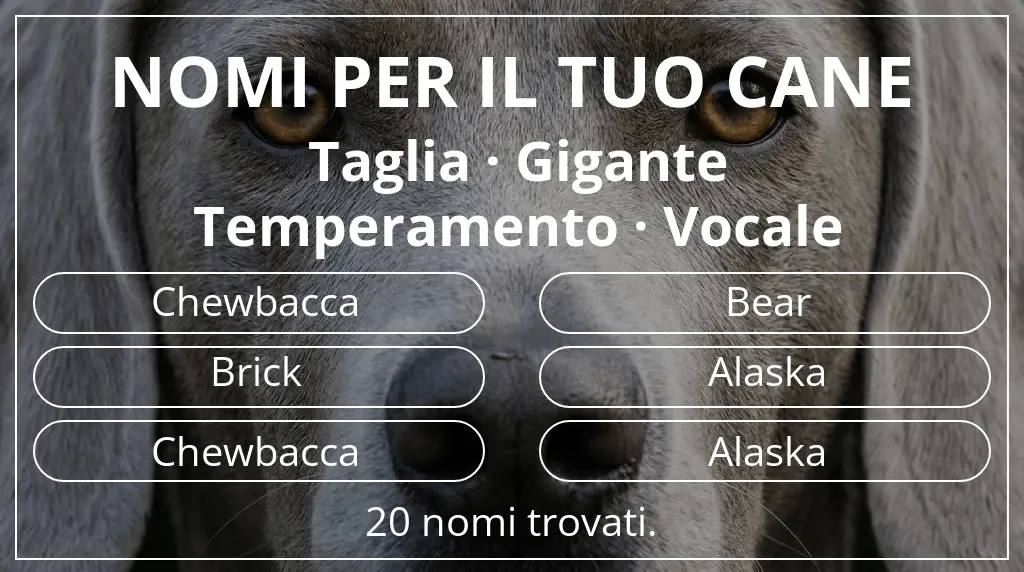 Nomi per cani ispirati a taglia gigante e temperamento vocale