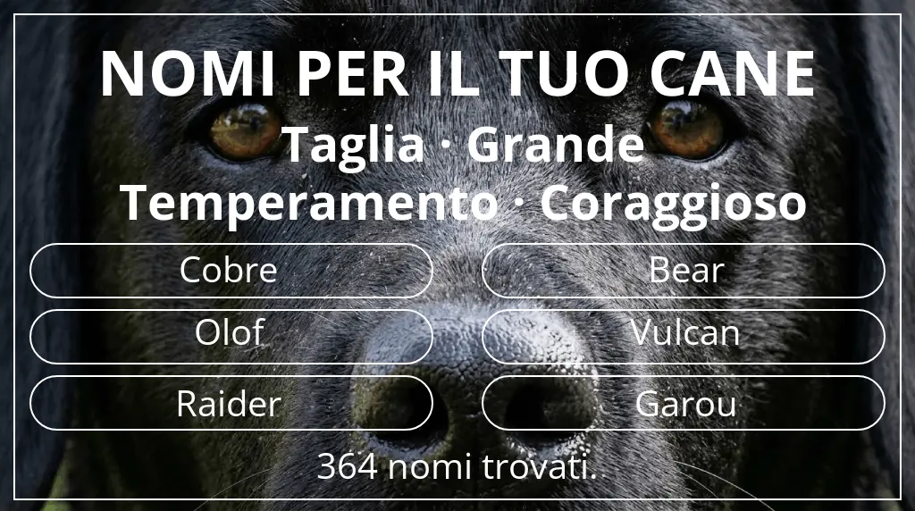 Nomi per cani ispirati a taglia grande e temperamento coraggioso