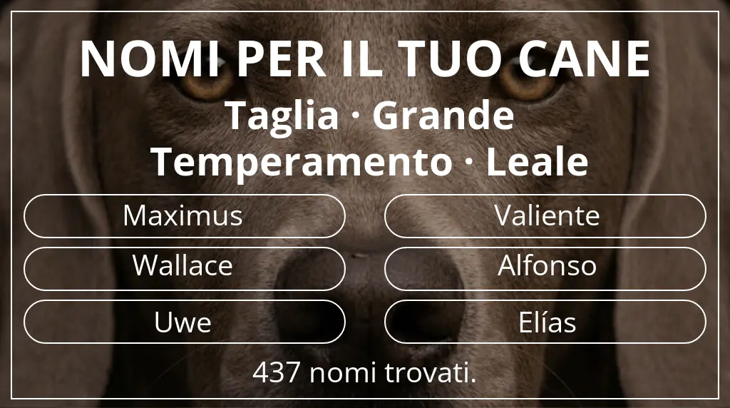 Nomi canini basati su taglia grande e temperamento leale