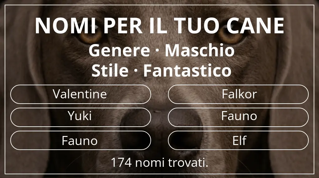 Nomi canini ispirati a genere maschio e stile fantastico