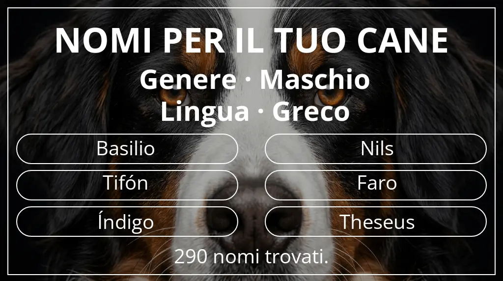 Nomi per cani ispirati a genere maschio e lingua greco