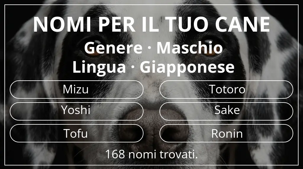 Nomi per cani basati su genere maschio e lingua giapponese