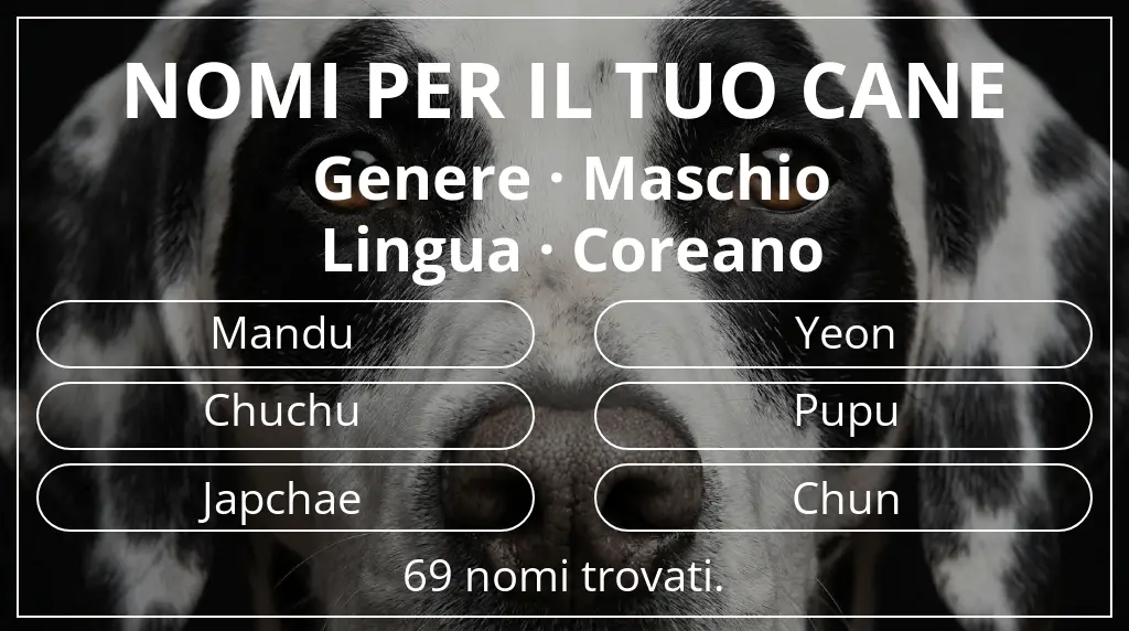 Nomi per cani ispirati a genere maschio e lingua coreano