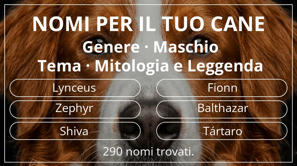 Nomi per cani basati su genere maschio e tema mitologia e leggenda