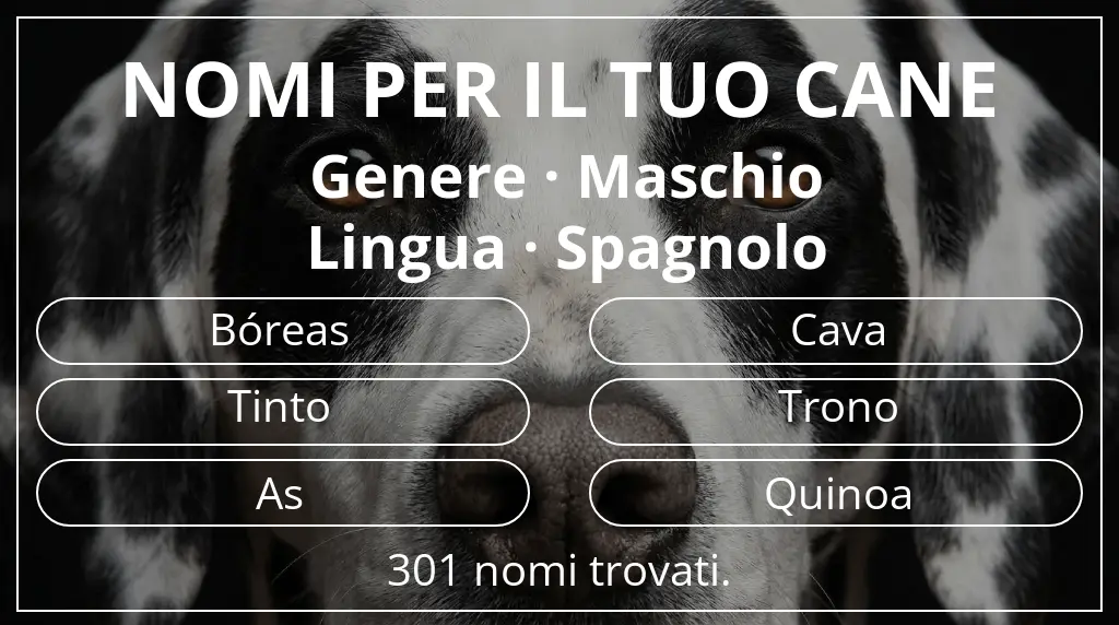 Nomi canini basati su genere maschio e lingua spagnolo