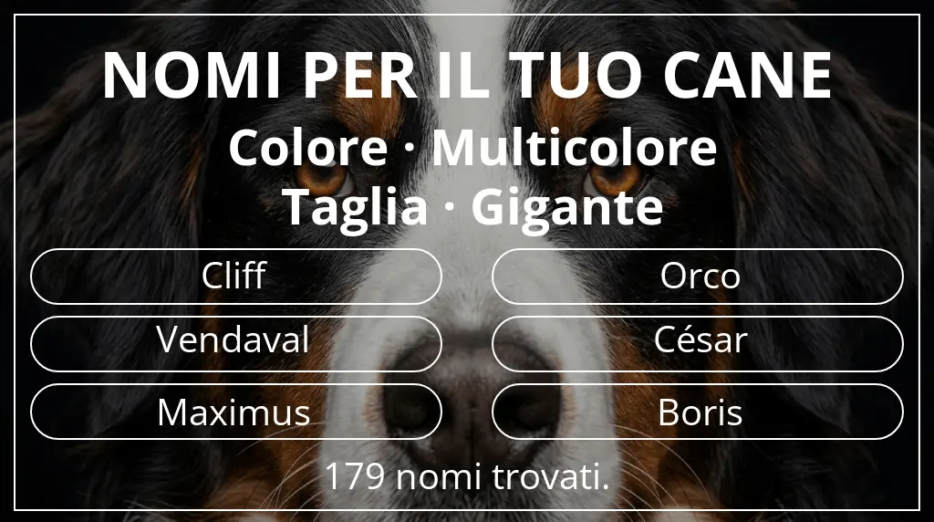 Nomi canini basati su colore multicolore e taglia gigante