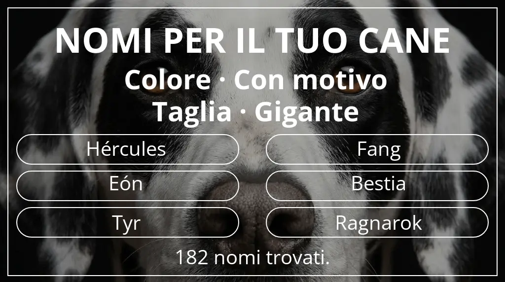 Nomi canini ispirati a colore con motivo e taglia gigante