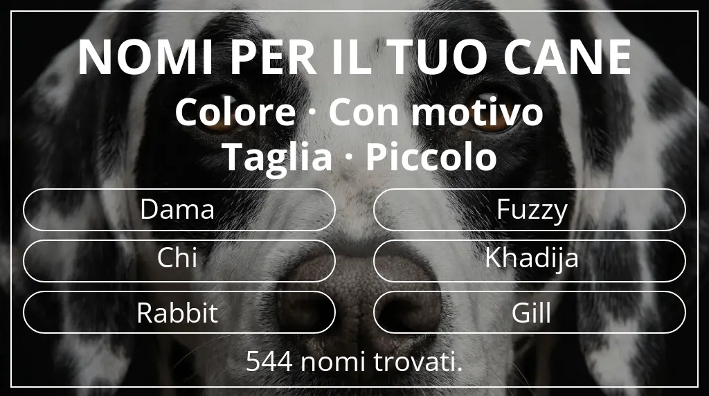 Nomi canini ispirati a colore con motivo e taglia piccolo