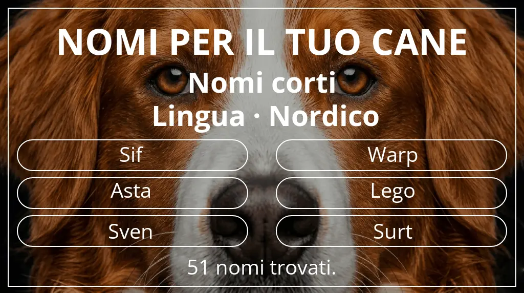 Nomi per cani ispirati a lunghezza del nome breve (2–4) e lingua nordico