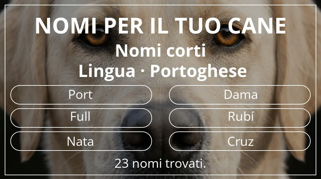 Nomi per cani basati su lunghezza del nome breve (2–4) e lingua portoghese