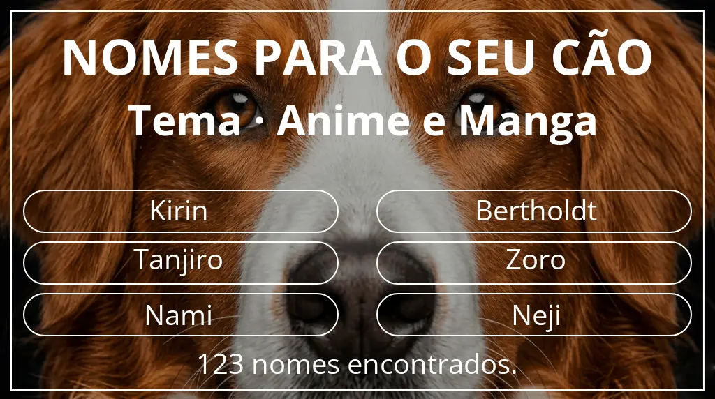 Nomes para cães baseados em tema anime e manga