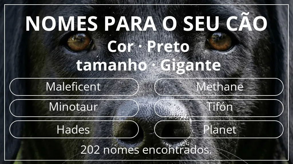 Nomes para cães segundo cor preto e tamanho gigante