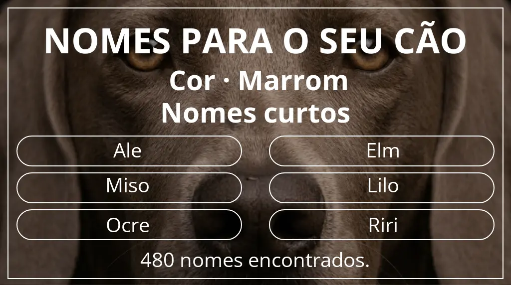 Nomes para cães com inspiração em cor marrom e comprimento do nome curto (2–4)