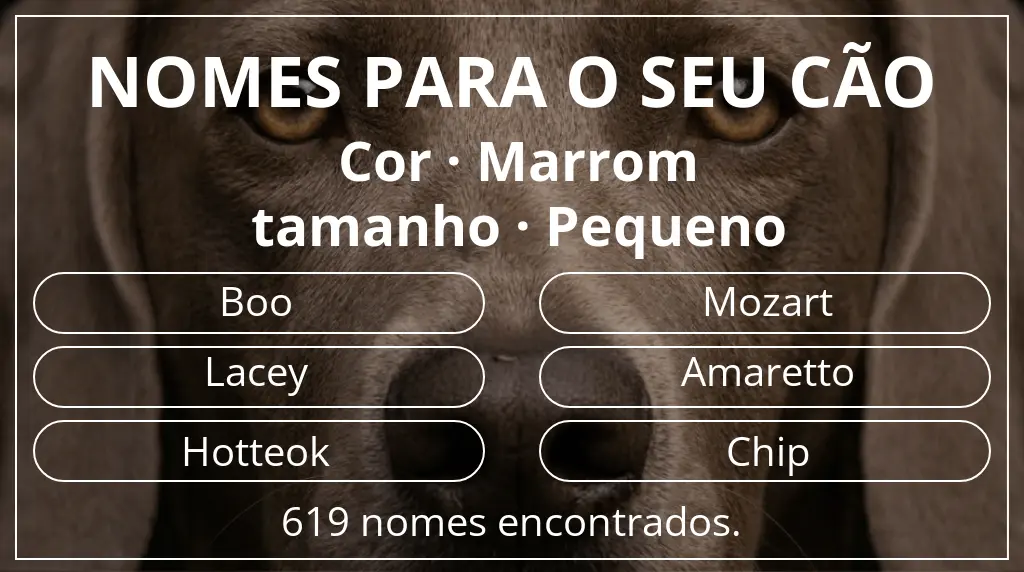 Nomes para cães segundo cor marrom e tamanho pequeno