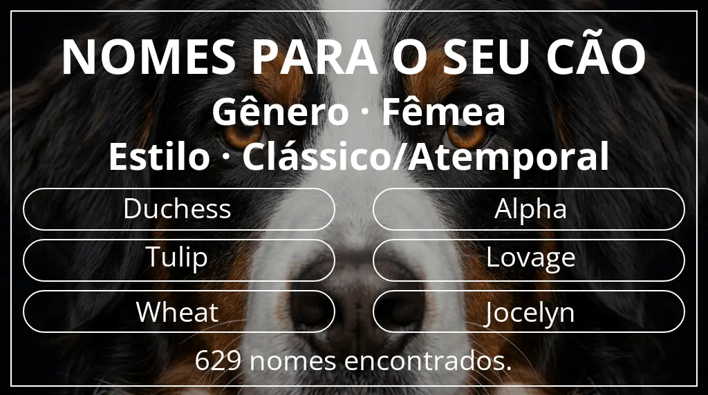 Nomes para cães segundo gênero fêmea e estilo clássico/atemporal