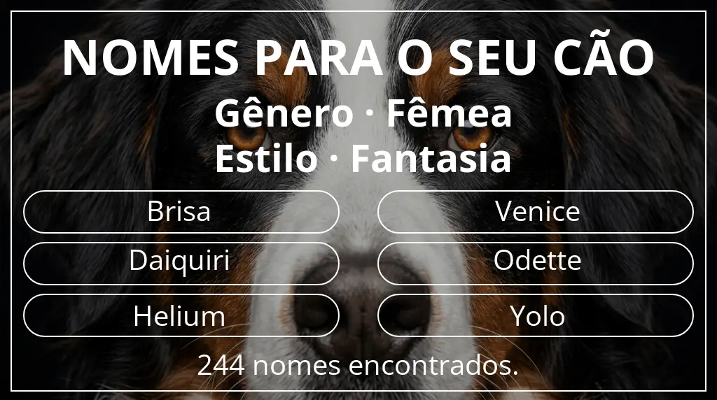 Nomes para cães com inspiração em gênero fêmea e estilo fantasia