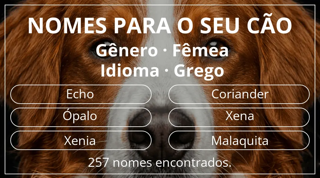 Nomes caninos baseados em gênero fêmea e idioma grego