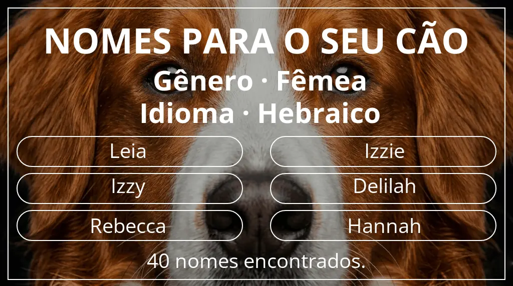 Nomes caninos baseados em gênero fêmea e idioma hebraico