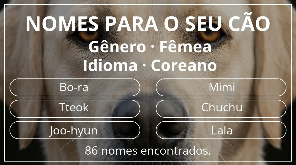 Nomes para cães segundo gênero fêmea e idioma coreano