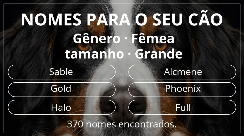 Nomes caninos com inspiração em gênero fêmea e tamanho grande