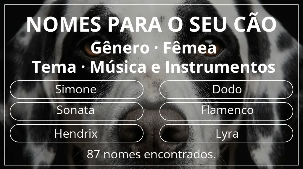 Nomes caninos com inspiração em gênero fêmea e tema música e instrumentos