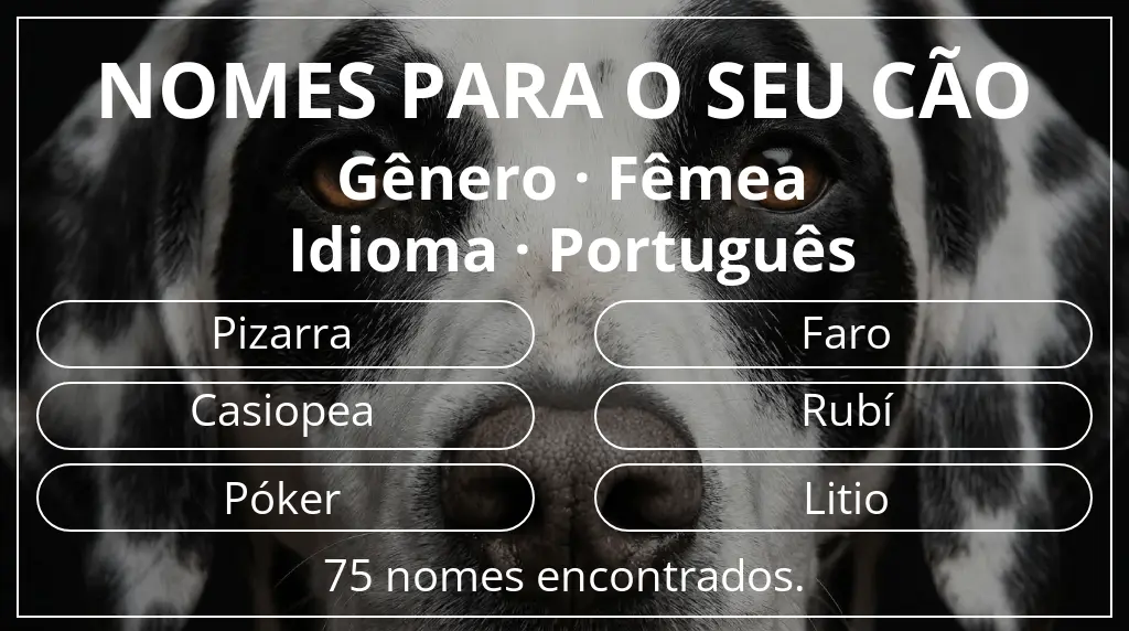 Nomes para cães segundo gênero fêmea e idioma português