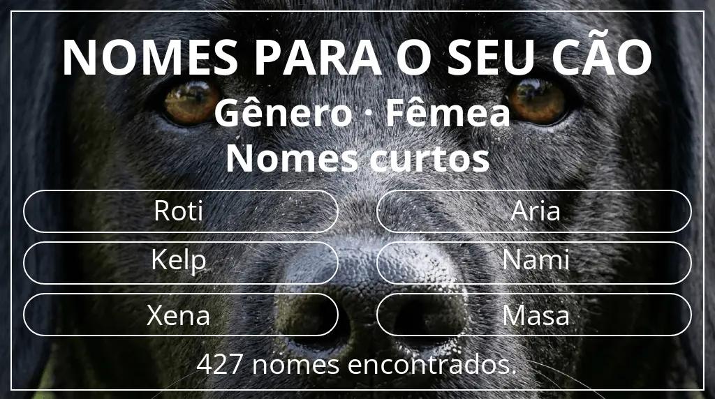 Nomes caninos baseados em gênero fêmea e comprimento do nome curto (2–4)