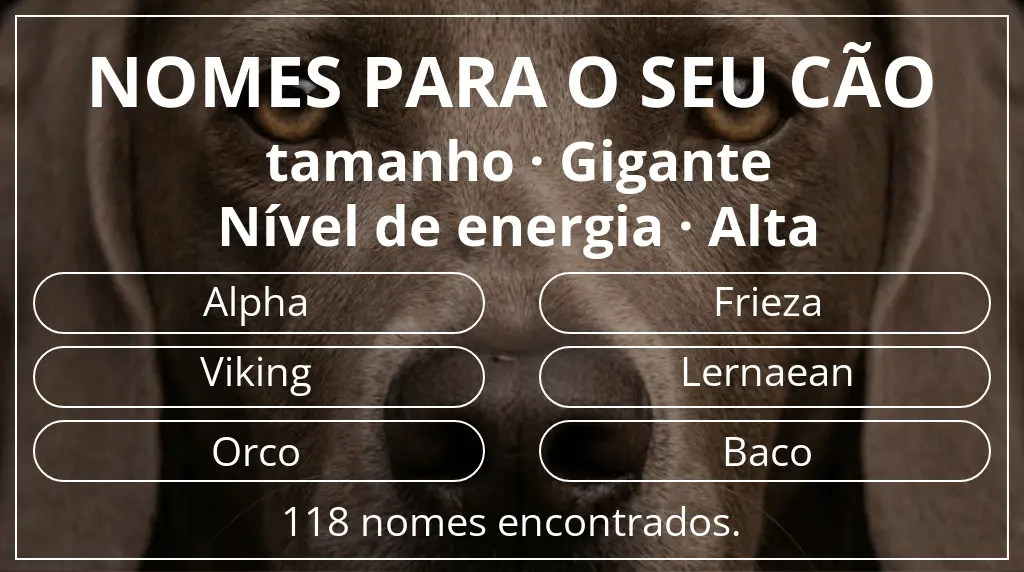 Nomes caninos com inspiração em tamanho gigante e nível de energia alta
