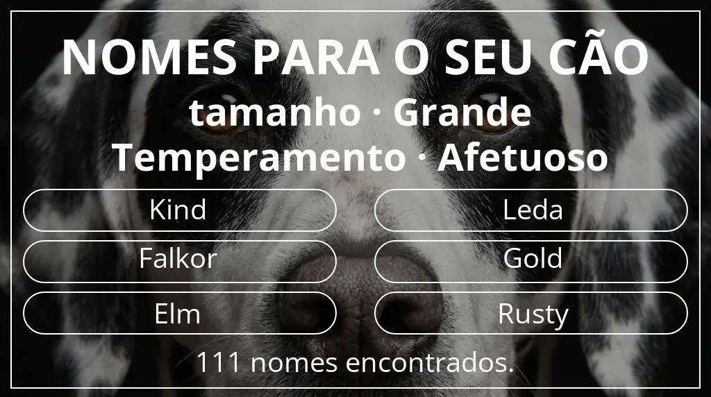 Nomes para cães baseados em tamanho grande e temperamento afetuoso