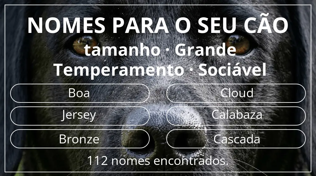 Nomes caninos baseados em tamanho grande e temperamento sociável