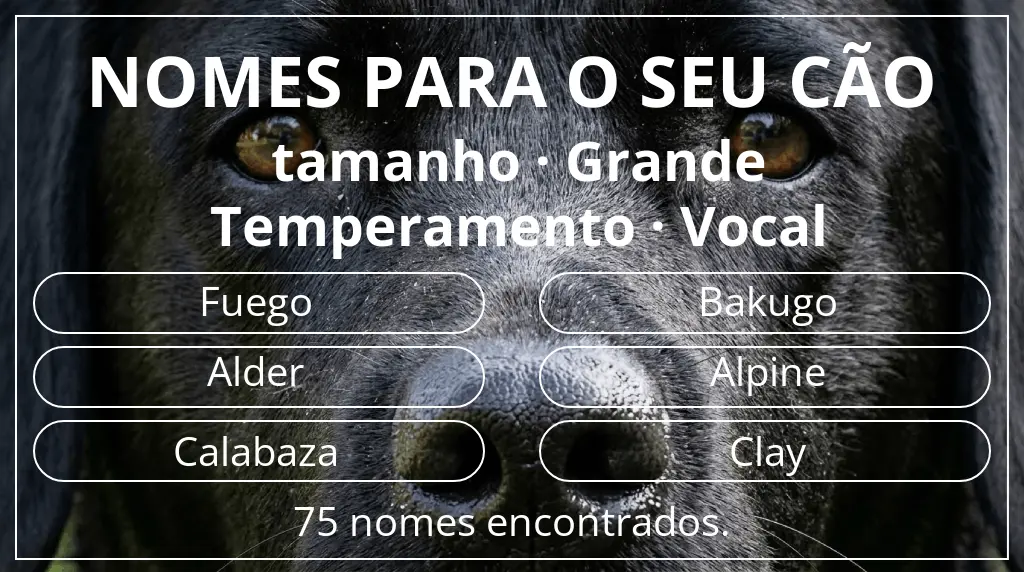 Nomes caninos baseados em tamanho grande e temperamento vocal