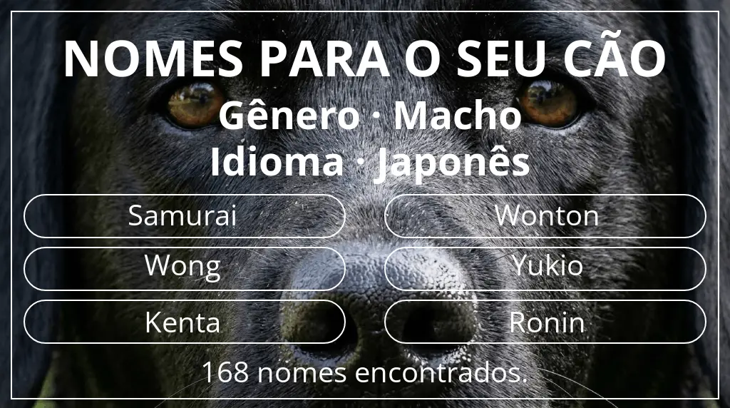 Nomes para cães baseados em gênero macho e idioma japonês