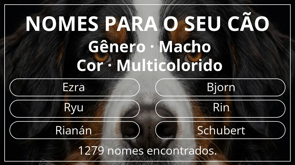 Nomes para cães baseados em gênero macho e cor multicolorido