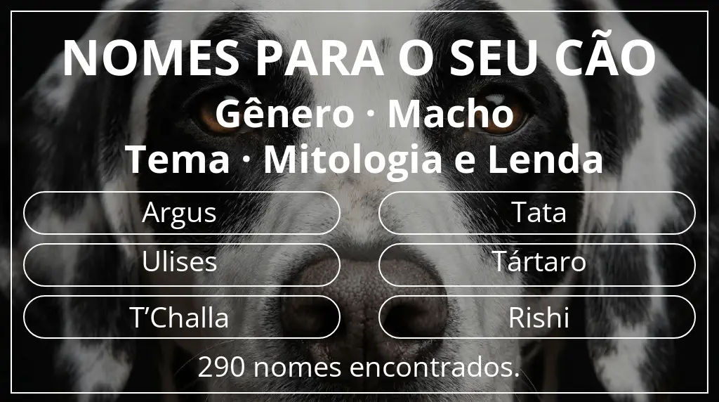 Nomes para cães baseados em gênero macho e tema mitologia e lenda